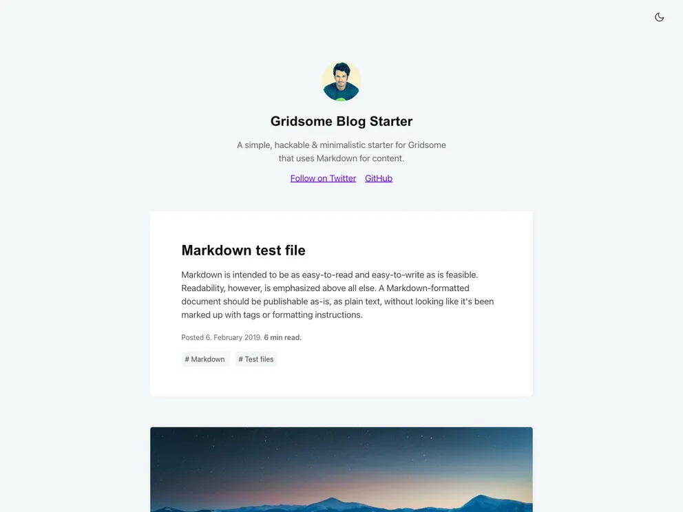 Gridsome Starter Blog screenshot
