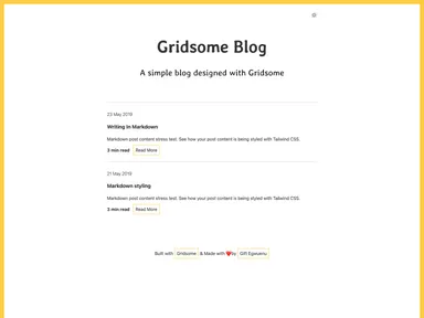 Gridsome Minimal Blog screenshot